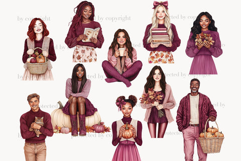 Cozy Autumn Clipart Collection | Fall Home Library PNG SVG GlamArtZhanna 