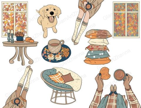 Cozy Autumn Clipart | Fall Spice Clipart SVG GlamArtZhanna 