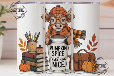 Cozy Autumn Cow Tumbler Wrap Sublimation sassyprint 