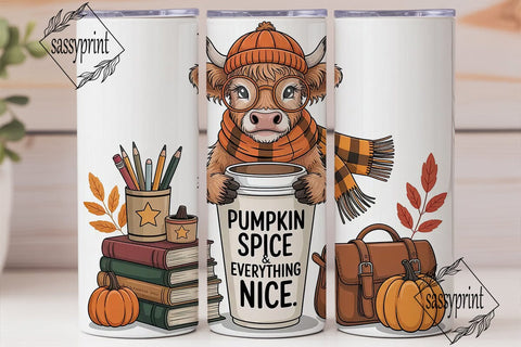 Cozy Autumn Cow Tumbler Wrap Sublimation sassyprint 