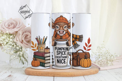 Cozy Autumn Cow Tumbler Wrap Sublimation sassyprint 