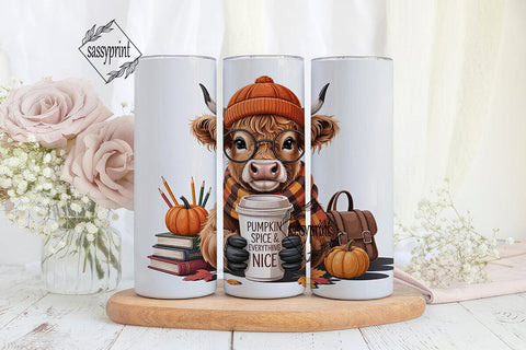Cozy Autumn Cow Tumbler Wrap Sublimation sassyprint 
