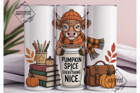 Cozy Autumn Cow Tumbler Wrap Sublimation sassyprint 