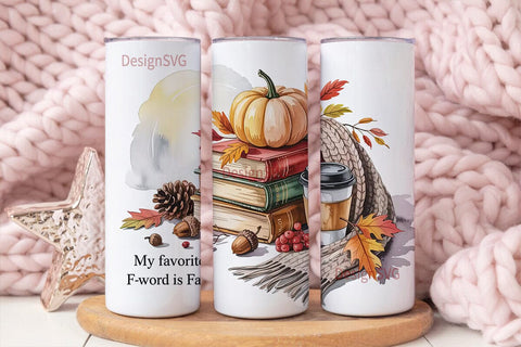 Cozy Autumn F-Word 20oz Tumbler Sublimation DesignSVG 