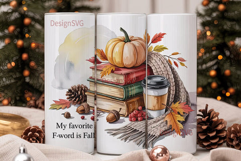 Cozy Autumn F-Word 20oz Tumbler Sublimation DesignSVG 