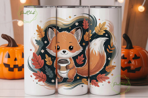 Cozy Autumn Fox 20oz Tumbler Wrap Sublimation PixelChick 