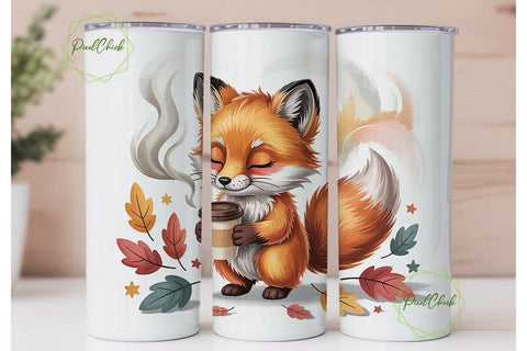 Cozy Autumn Fox 20oz Tumbler Wrap Sublimation PixelChick 