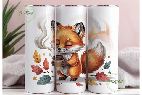 Cozy Autumn Fox 20oz Tumbler Wrap Sublimation PixelChick 