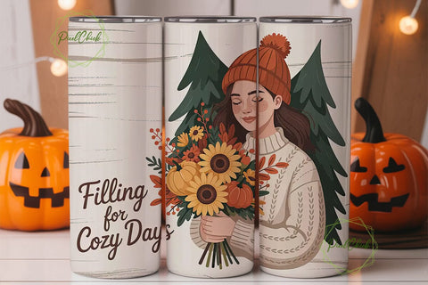 Cozy Autumn Girl 20oz Tumbler Wrap Sublimation PixelChick 