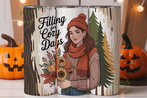 Cozy Autumn Girl 20oz Tumbler Wrap Sublimation PixelChick 