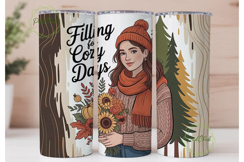 Cozy Autumn Girl 20oz Tumbler Wrap Sublimation PixelChick 