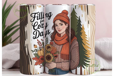 Cozy Autumn Girl 20oz Tumbler Wrap Sublimation PixelChick 