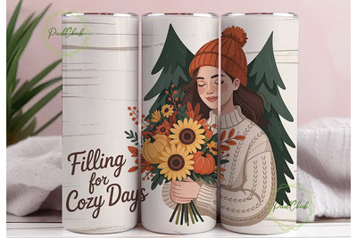 Cozy Autumn Girl 20oz Tumbler Wrap Sublimation PixelChick 