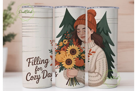 Cozy Autumn Girl 20oz Tumbler Wrap Sublimation PixelChick 