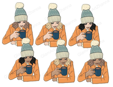 Cozy Autumn GIRLS Fall Spice Party Autumn Fashion Girl PNG SVG GlamArtZhanna 