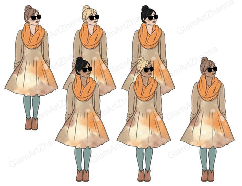 Cozy Autumn GIRLS Fall Spice Party Autumn Fashion Girl PNG SVG GlamArtZhanna 