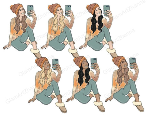 Cozy Autumn GIRLS Fall Spice Party Autumn Fashion Girl PNG SVG GlamArtZhanna 