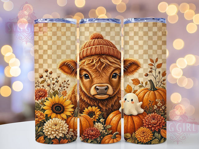 Cozy Autumn Highland Calf 20oz Tumbler, Cozy Autumn, Highland Calf, Fluffy Cow, 20oz Tumbler Wrap, Sublimation Design, Fall Farm Animal, Digital Download Sublimation SvggirlplusArt 