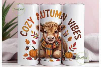 Cozy Autumn Highland Cow 20oz Tumbler Sublimation PixelChick 
