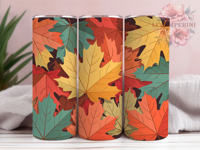 Cozy Autumn Leaves Tumbler Wrap, Fall Tumbler Wrap, 20oz Sublimation, Leaf Pattern Cup, Autumn Mug Design, Fall Drinkware, Cozy Autumn Tumbler Sublimation Li Zamperini 