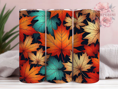 Cozy Autumn Leaves Tumbler Wrap, Fall Tumbler Wrap, 20oz Sublimation, Leaf Pattern Cup, Autumn Mug Design, Fall Drinkware, Cozy Autumn Tumbler Sublimation Li Zamperini 