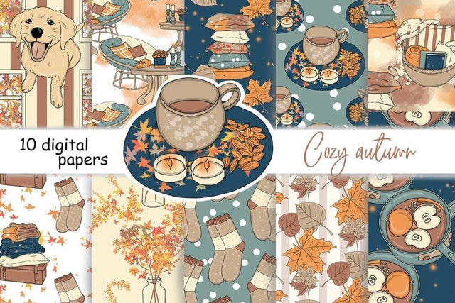 Cozy Autumn PATTERN Fall Spice Party Autumn Fashion - JPEG Digital Pattern GlamArtZhanna 
