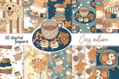 Cozy Autumn PATTERN Fall Spice Party Autumn Fashion - JPEG Digital Pattern GlamArtZhanna 