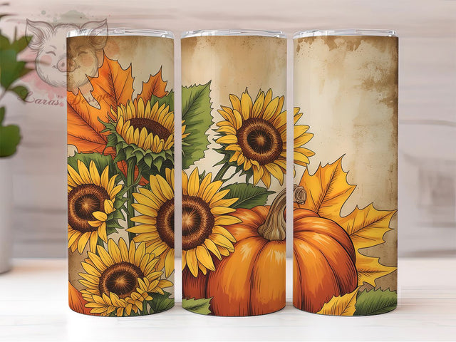 Cozy Autumn Pumpkin Spice Tumbler, Autumn Cup Wrap, 20Oz Sublimation, Cozy Harvest Drinkware, Rustic Fall Tumbler, Seasonal Coffee Cup Design, Pumpkin Spice Wrap Sublimation Lara' s Designs 