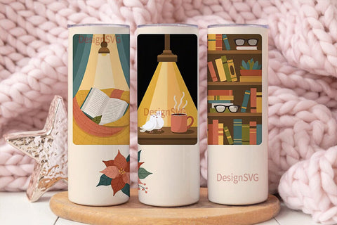 Cozy Autumn Reading 20oz Tumbler Wrap Sublimation DesignSVG 