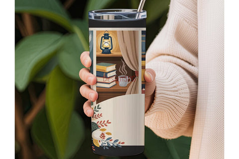 Cozy Autumn Reading 20oz Tumbler Wrap Sublimation DesignSVG 