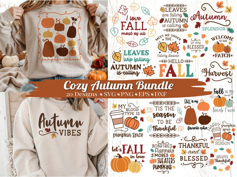 Cozy Autumn Sayings Bundle SVG Caffeinated SVGs 