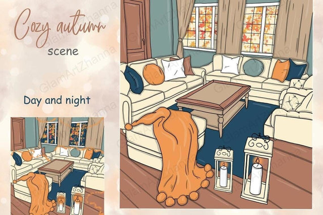 Cozy Autumn SCENE Fall Spice Party Autumn Fashion - PNG SVG GlamArtZhanna 
