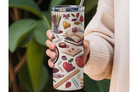 Cozy Autumn School Days 20oz Tumbler Sublimation DesignSVG 