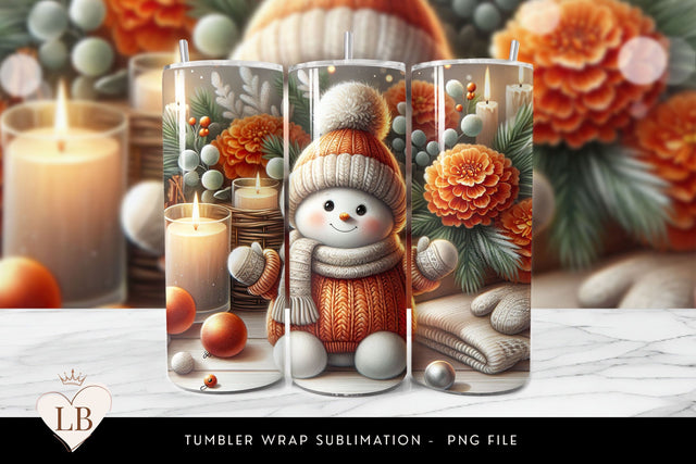 Cozy Autumn Snowman Tumbler Wrap Sublimation BijouBay 