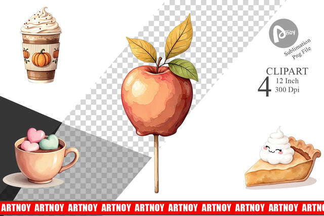 Cozy Autumn Treats Clipart Sublimation artnoy 