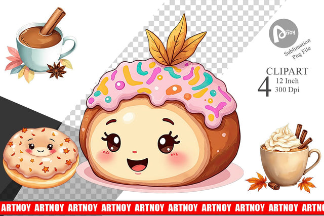 Cozy Autumn Treats Clipart Sublimation artnoy 