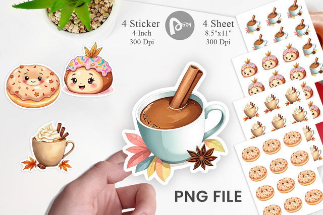 Cozy Autumn Treats Sticker Sublimation artnoy 