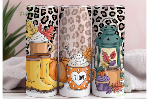 Cozy Autumn Tumbler Wrap Sublimation PixelChick 
