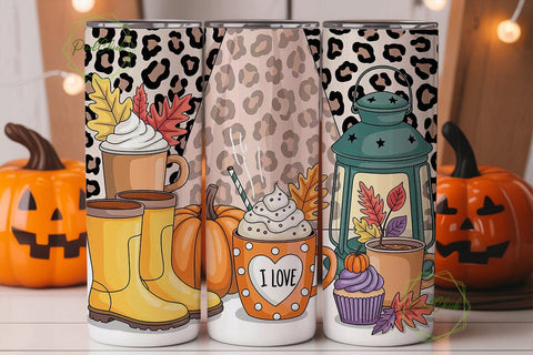 Cozy Autumn Tumbler Wrap Sublimation PixelChick 