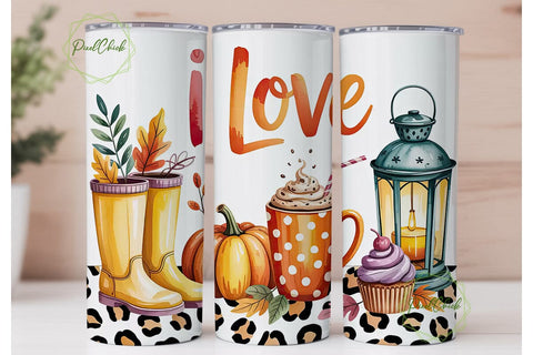 Cozy Autumn Tumbler Wrap Sublimation PixelChick 