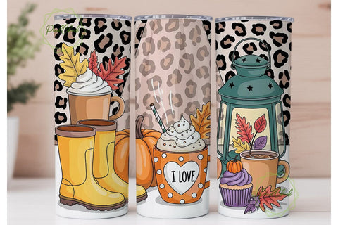 Cozy Autumn Tumbler Wrap Sublimation PixelChick 