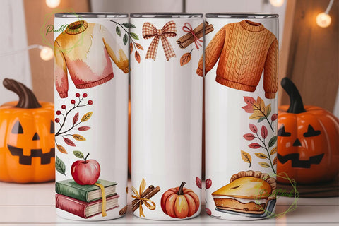 Cozy Autumn Tumbler Wrap Sublimation PixelChick 