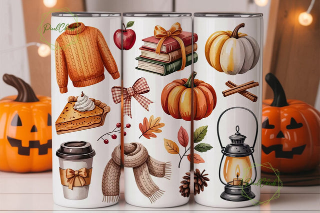 Cozy Autumn Tumbler Wrap Sublimation PixelChick 