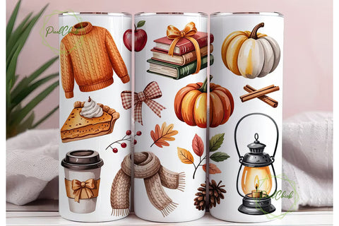 Cozy Autumn Tumbler Wrap Sublimation PixelChick 