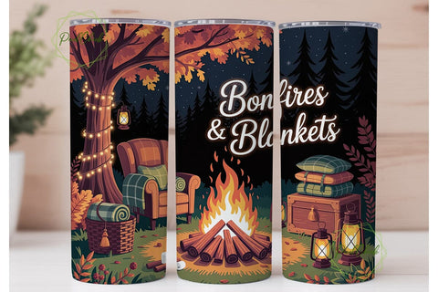 Cozy Bonfire Night 20oz Tumbler Wrap Sublimation PixelChick 