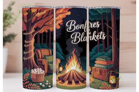 Cozy Bonfire Night 20oz Tumbler Wrap Sublimation PixelChick 