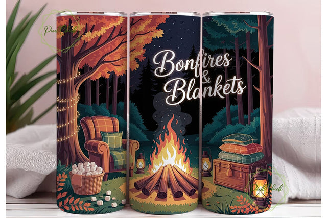 Cozy Bonfire Night 20oz Tumbler Wrap Sublimation PixelChick 