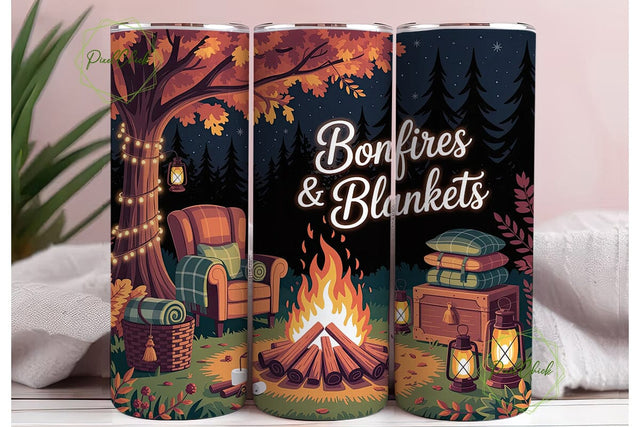 Cozy Bonfire Night 20oz Tumbler Wrap Sublimation PixelChick 