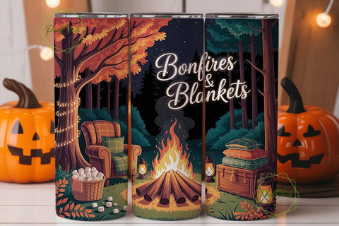 Cozy Bonfire Night 20oz Tumbler Wrap Sublimation PixelChick 