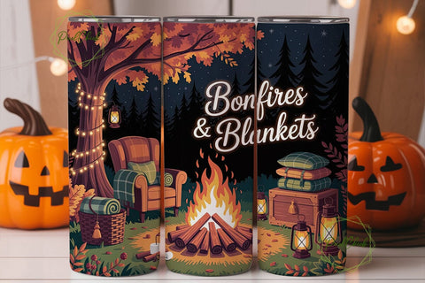 Cozy Bonfire Night 20oz Tumbler Wrap Sublimation PixelChick 